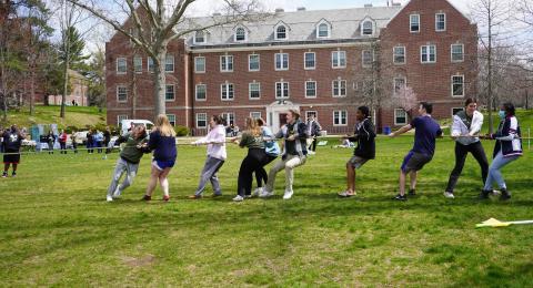 Students playing tug-o-war by Congreve